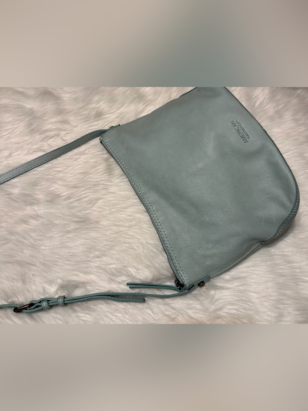 American Leather Co Dayton Mint Green Leather Crossbody
